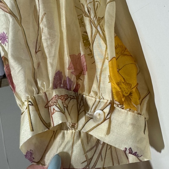 Bailey/44 Semi Sheer Lyocell Floral Blouse Puff Sleeve Size M - Picture 6 of 8